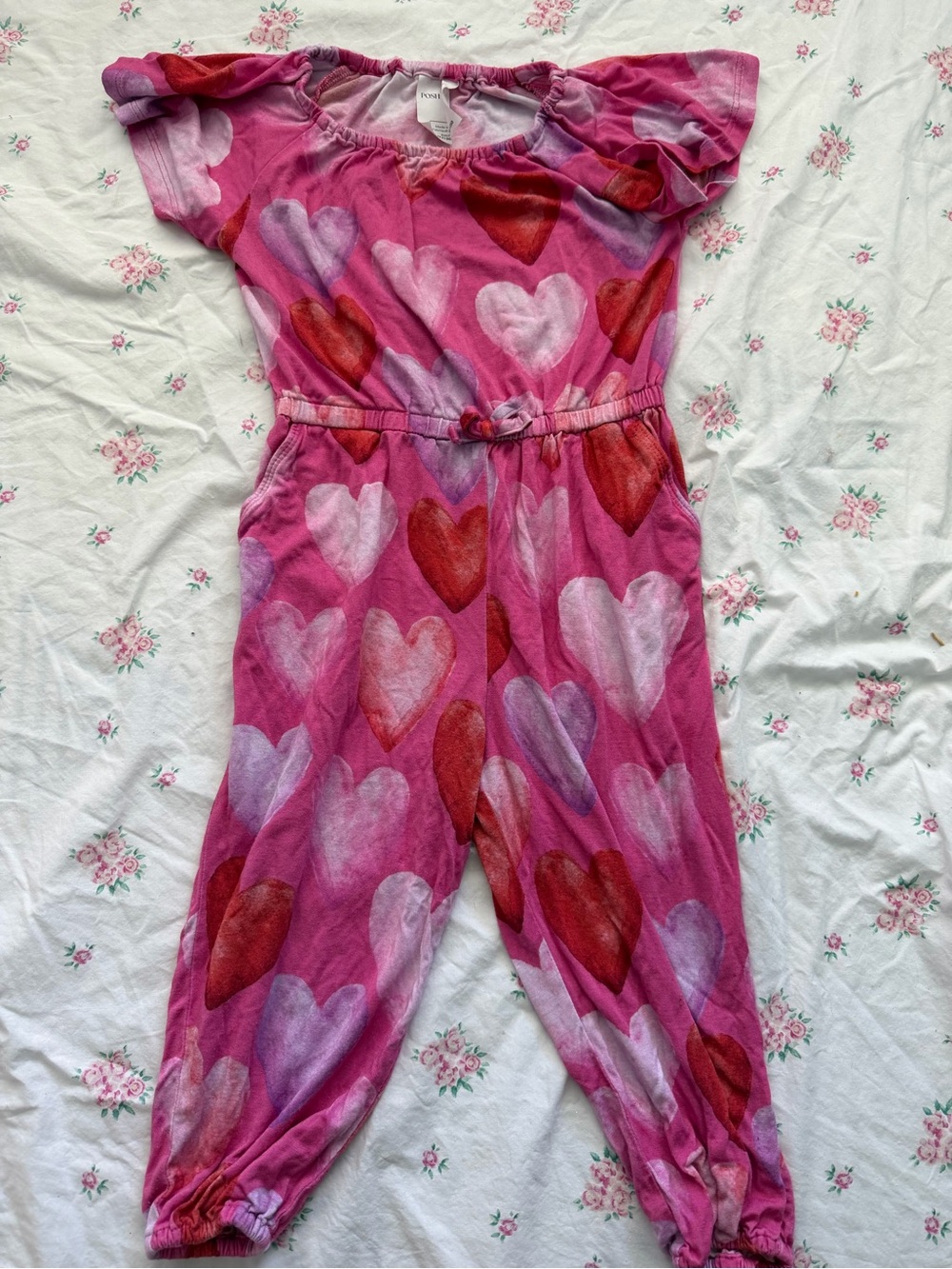 Girls Posh Peanut Heart Print Jumpsuit